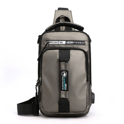 Men's Crossbody Shoulder Chest Sling Backpack Bag Messenger Anti-Theft USB Port