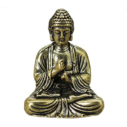 Home Decor Chinese Buddhism Pure Brass Shakyamuni Buddha Small Statue Miniature