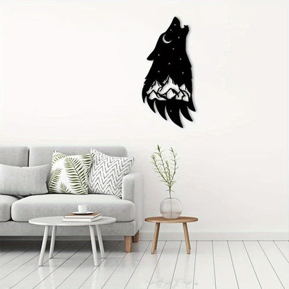 HelloYoung Howling Wolf Metal Wall Art 12in Rustic Outdoor Home Decor