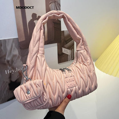 Pleated Shoulder Bag Purses Tote Bags Branded Synthetic Leather Purse Handbags