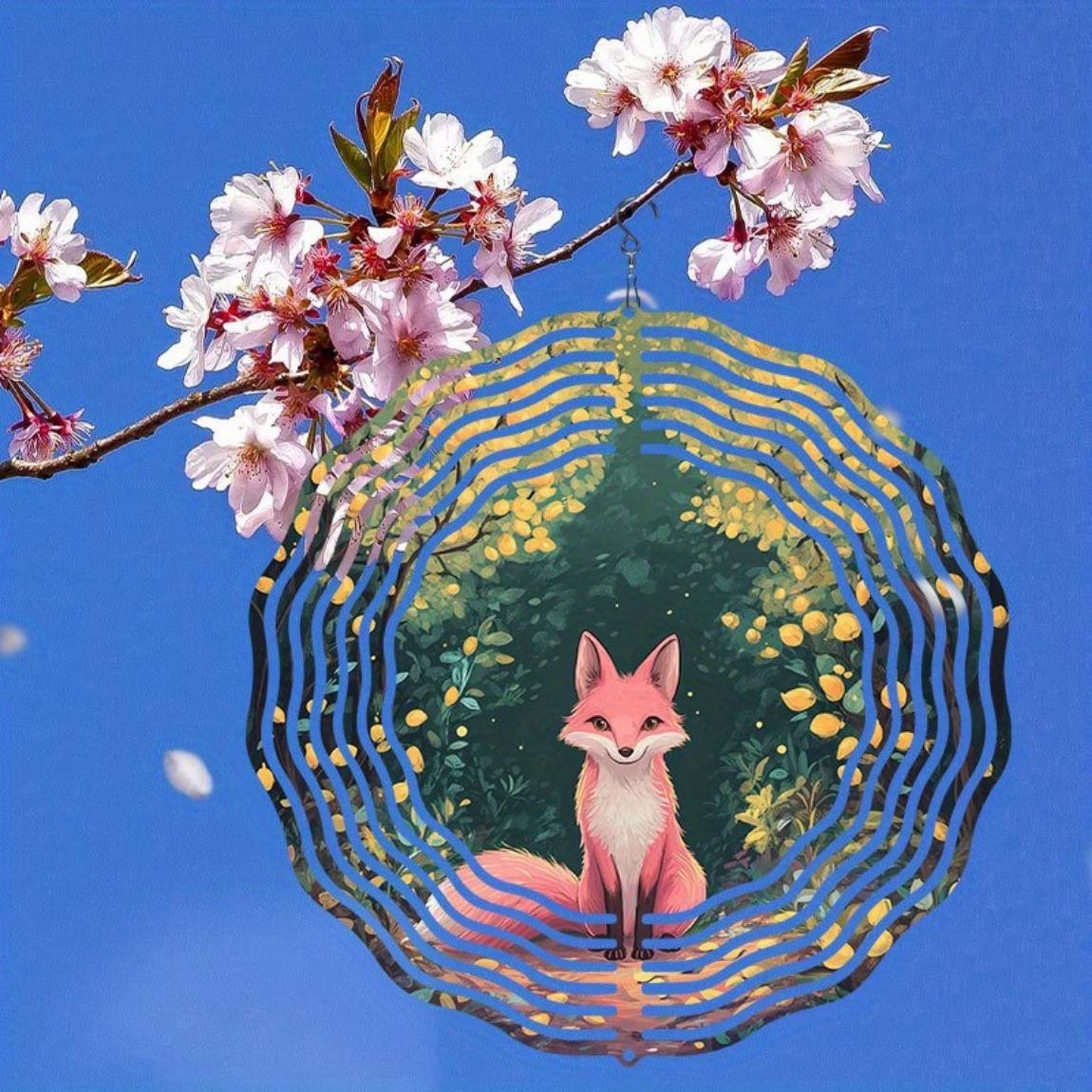CIFbuy 3D Metal Wind Chime Rotating Fox Leaves Garden Patio Decor Gift