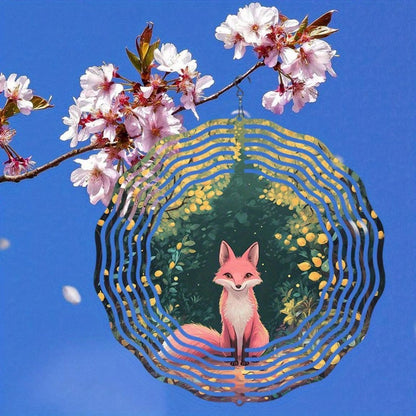 CIFbuy 3D Metal Wind Chime Rotating Fox Leaves Garden Patio Decor Gift