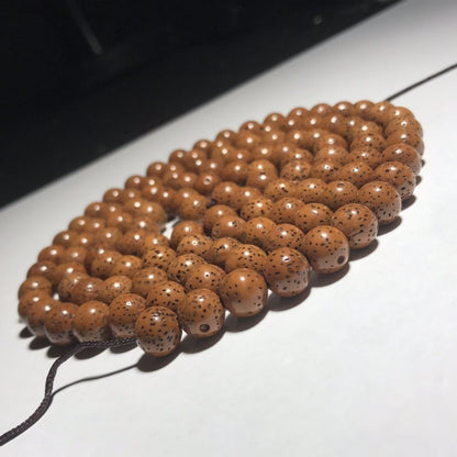 8mm 108 Beads Star and Moon Bodhi Tibetan Old Material Prayer Beads Necklace