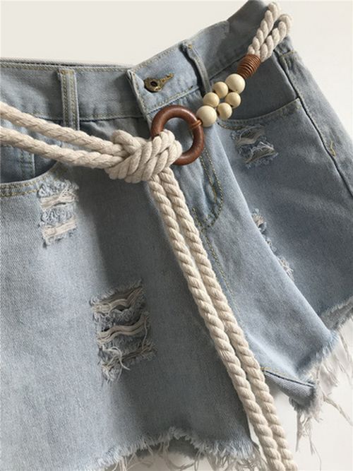 Women Belt Woven Hemp Rope Waistband Round Buckle Jean High Dress Corset 140x3cm