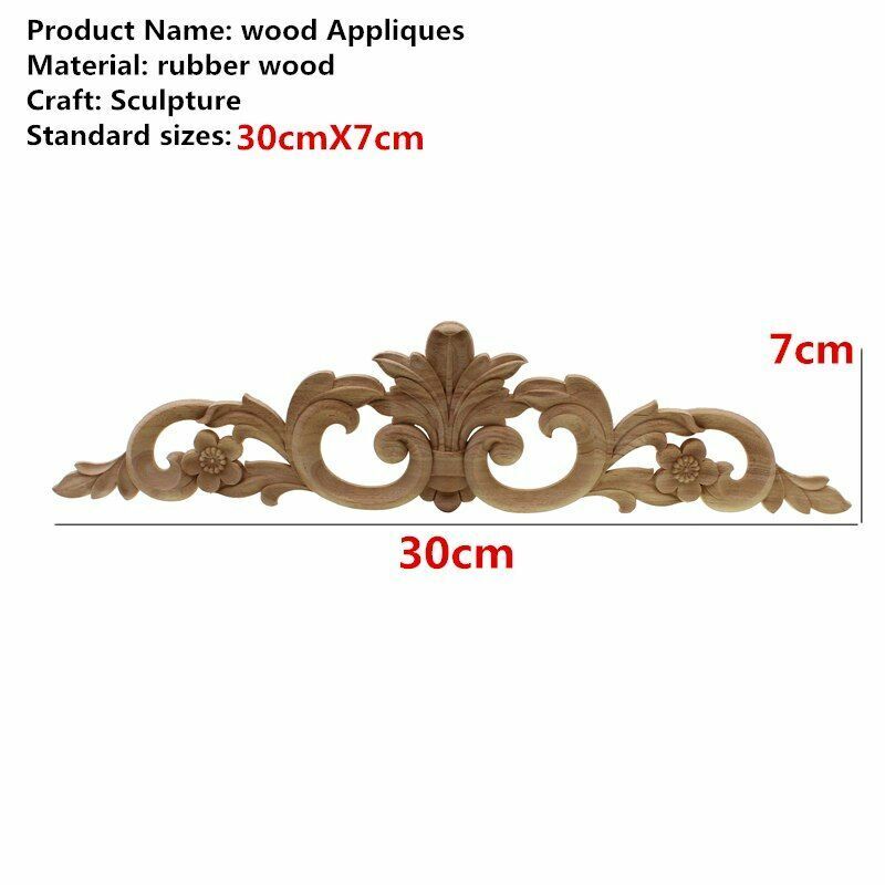 Natural Wood Appliques Furniture Cabinet Unpainted Wooden Carving Moulding Decal