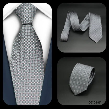 Men Necktie 2Pcs Jacquard Woven Paisley Tie Handkerchief Business Party Wear 7cm