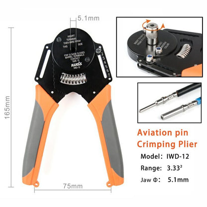 IWD-12 Solid Barrel Pins Plug Spring Terminal Cable Crimper Aviation Crimping