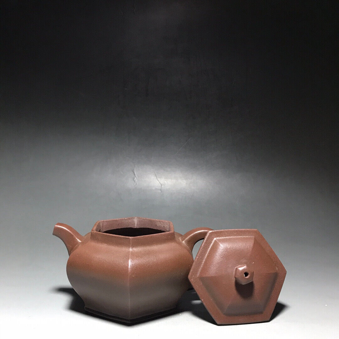 Chinese Yixing Zisha Clay Handmade Exquisite Teapot （六方壶 底款：金鼎商标）