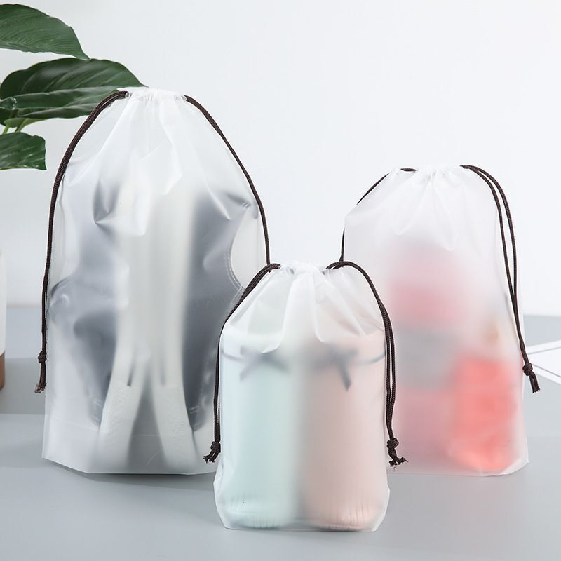 1pc Transparent Drawstring Makeup Bag Clothes Organizer Pouch Travel Cosmetic