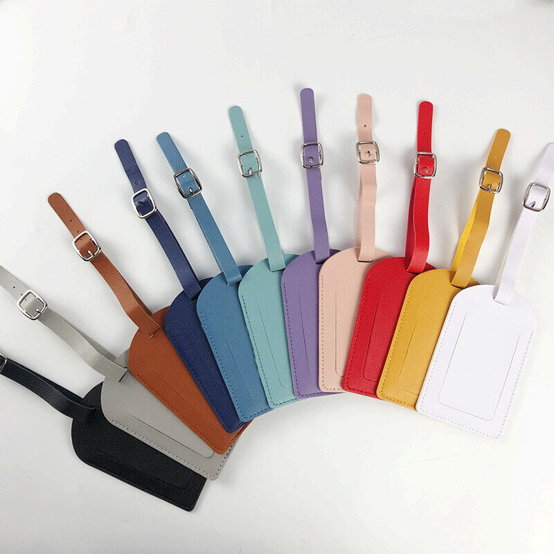 Travel Leather PU Luggage Tags Suitcase ID Card Name Label Baggage Address Tag