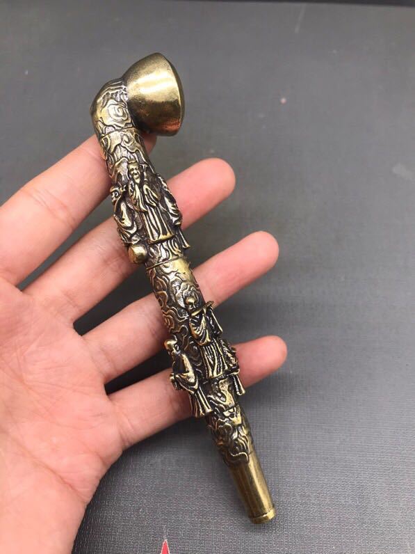 Brass Eight Immortals Pipe Handle Cigarette Rod Dry Cigarette Bag Cigarette Set