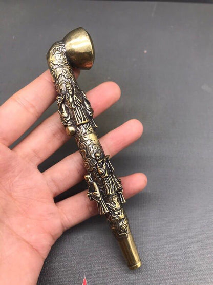 Brass Eight Immortals Pipe Handle Cigarette Rod Dry Cigarette Bag Cigarette Set