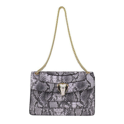 Snake Print Leather Shoulder Bag Handbag Crossbody Bags Square Purse 27*18*7 CM