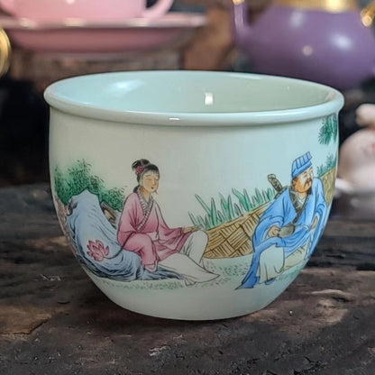 Chinese Jingdezhen Porcelain Enamel Color Tea Cup：八仙过海