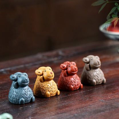 One Sheep Handmade Tea Pet Mascot Wealth Bring Tea Play Yixing Zisha Ornament