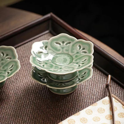 Chinese Celadon Saucer Coaster Yue Kiln Celadon Cup Saucer Tea Mat Tea Ceremony