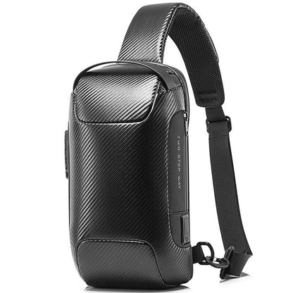 Men's Sling Backpack Carbon Fiber Waterproof&Anti-Thef Crossbody Sport Chest Bag