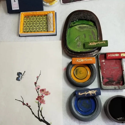 1 Set Huangshan Songyan Color Ink Drawing Ink Block Calligraphy Ink Stick