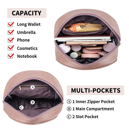 3Pcs/Set Synthetic Leather Women Backpack Purse Composite Bag Travelling Purse