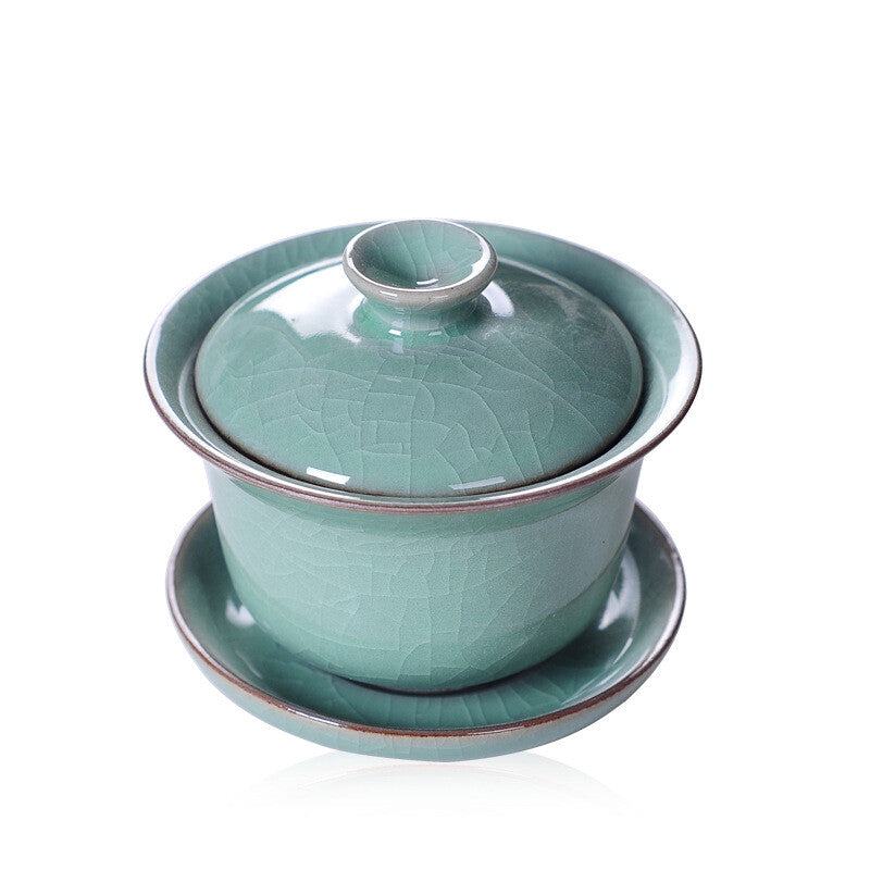 150ml Gaiwan Open Film Cover Bowl Longquan Celadon Kungfu Pot Tea Bowl Tea Cups