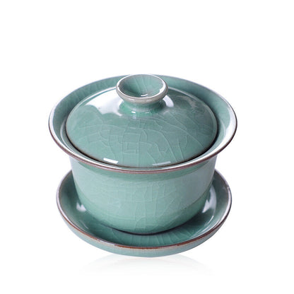 150ml Gaiwan Open Film Cover Bowl Longquan Celadon Kungfu Pot Tea Bowl Tea Cups
