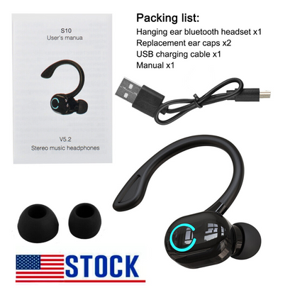 Bluetooth 5.2 Wireless Headset Driving Trucker Earbuds Noise Cancelling Earpiece