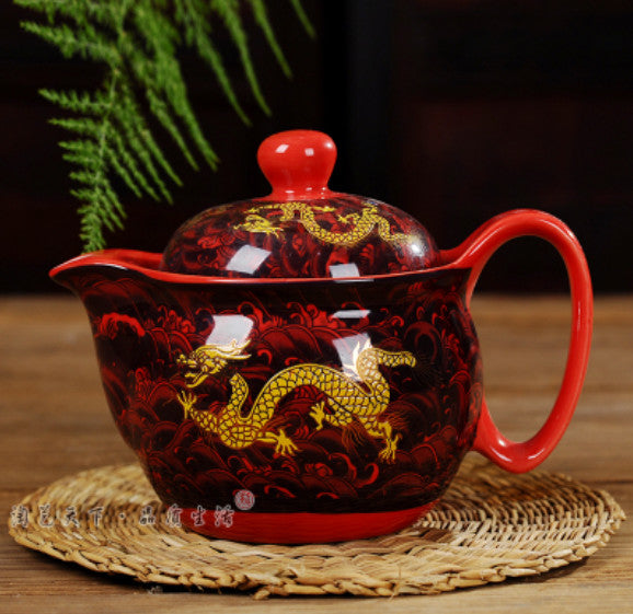NEW Chinese Dragon Ceramic Porcelain Tea Cup Coffee Mug with Infuser&lid&saucer