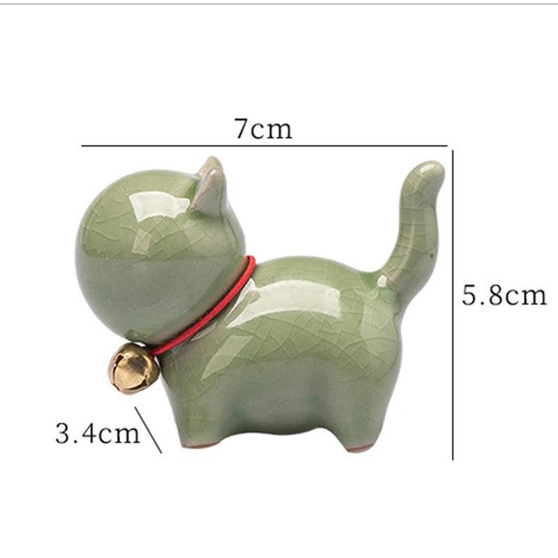 7cm Ceramics Fortune Cat Ornament Tea Pet Desktop Ornaments Tea Set Accessories