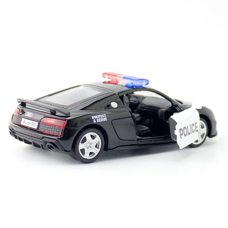 1/36 Audi R8 Police Car Model Metal Diecast Toy Vehicle Toys for Boys Kids Gifts