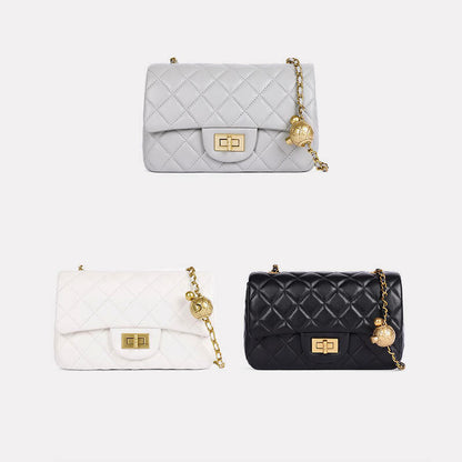 Quilted Lambskin Leather Small Flap Purse Shoulder Bag Clutch Crossbody Handbag