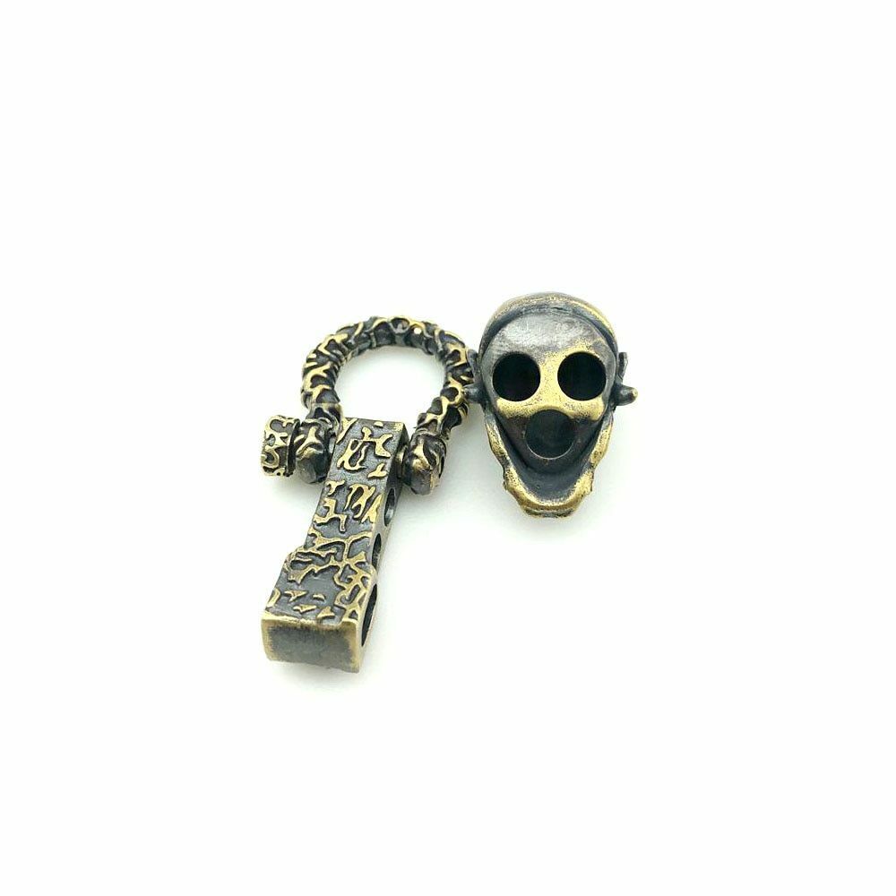 Skull Devil Buckle Beads Adjustable Paracord DIY Pendant Brass Lanyards Charms