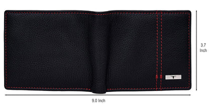 New Black/Red Bi-Fold Leather Men's Wallet RFID Protection Gift Item