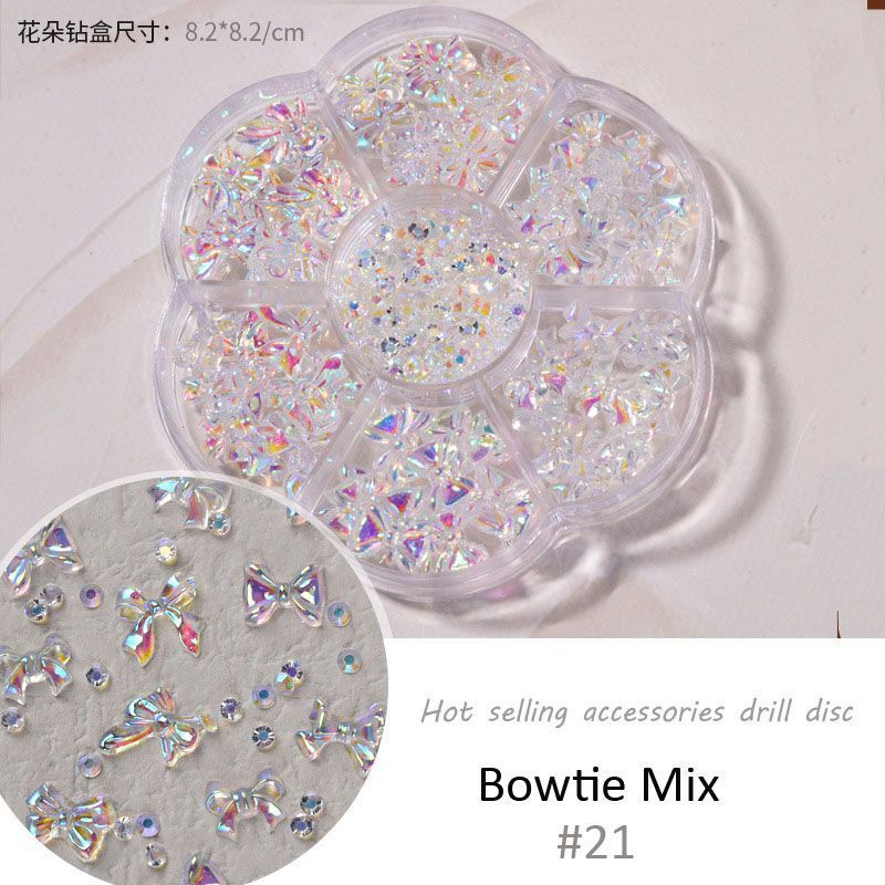 Nail Art Decor 7Grid Mixed-Styles Butterfly Bear Rhinestones 3D Glitter Crystals