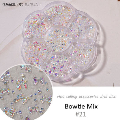 Nail Art Decor 7Grid Mixed-Styles Butterfly Bear Rhinestones 3D Glitter Crystals