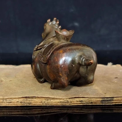Antique Style "Horse Carrying Treasure" Ink Box Scholar's Desk Decor