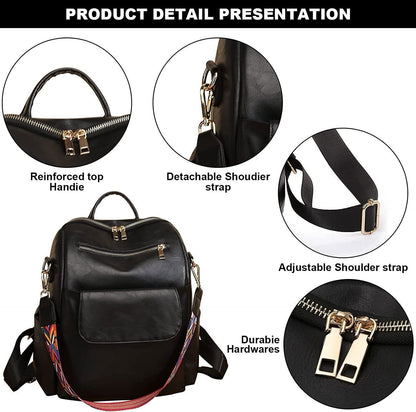 Girl Women Retro Fashion Backpack PU Leather Shoulder Handbag Travel Bag Satchel