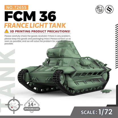 SSMODEL SS72655 1/72 25mm Military Model Kit France FCM 36 Light Tank