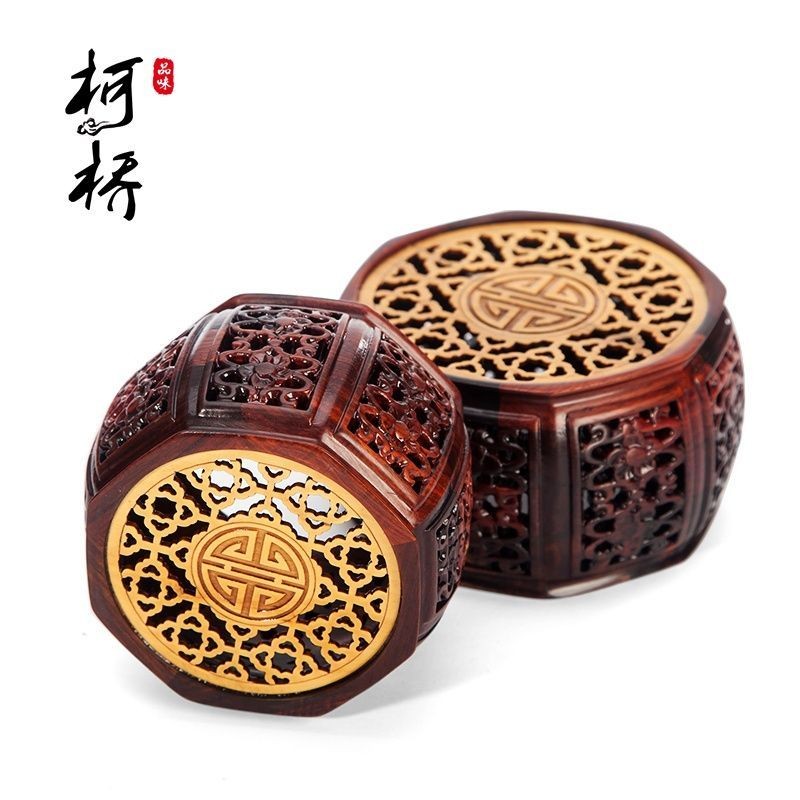 Red Sandalwood Inlaid Boxwood Stand 9x4cm Teapot Vase Base