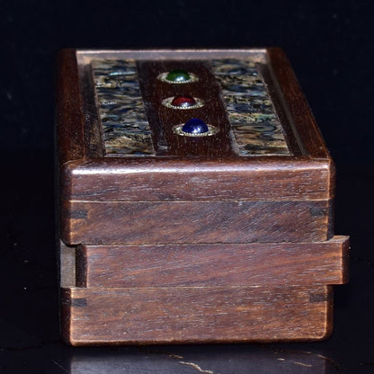 Rosewood Puzzle Box 14×8.5×6cm Abalone Shell Inlay Gem Lockwood Antique Box
