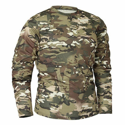 Quick-dry Camouflage Long sleeve T-shirt Outdoor Tactical Hunting Hiking Camping
