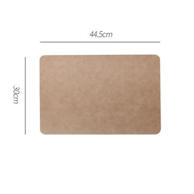 Placemat Leather Brown Light Luxury Solid Coffee Table Mats Waterproof 44.5x30cm