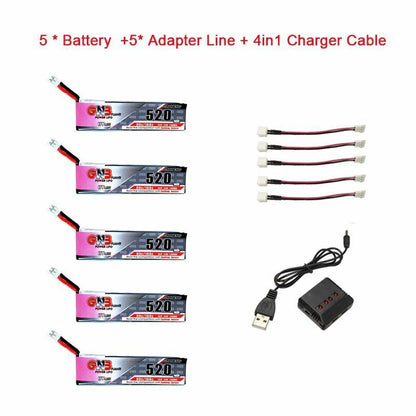 Lipo Battery 3/5PCS 3.8V 1S 520mAh 80C PH2.0 Plug Emax Tinyhawk Kingkong LDARC