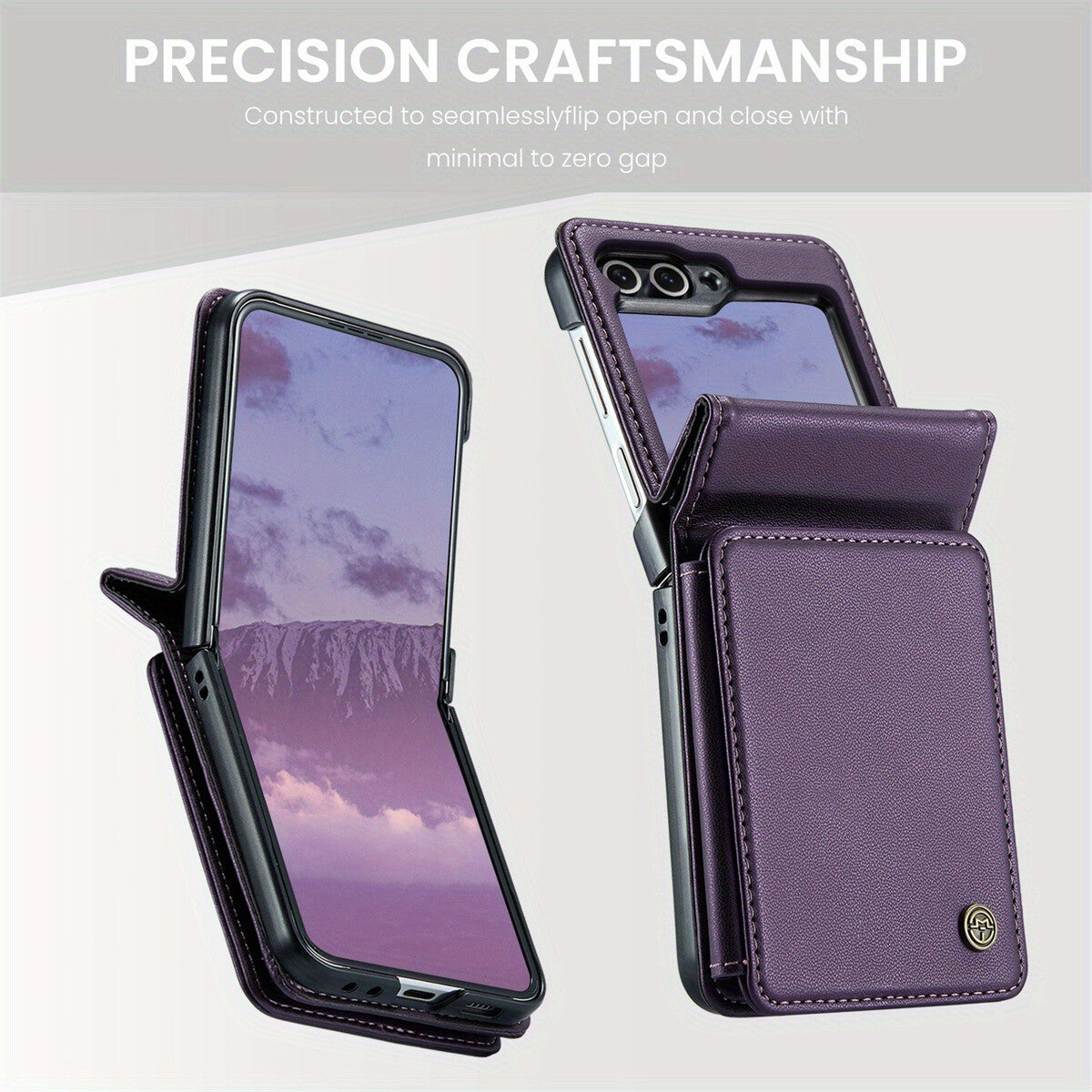For Samsung Galaxy Z Flip 6 Case with RFID Blocking Card Holder Durable Leather