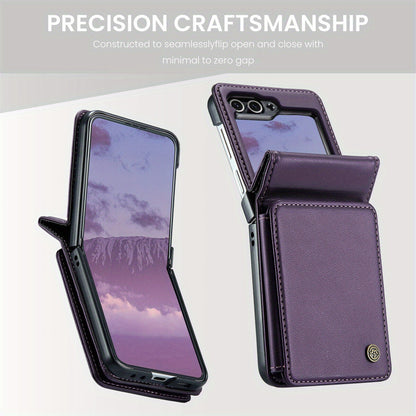 For Samsung Galaxy Z Flip 6 Case with RFID Blocking Card Holder Durable Leather