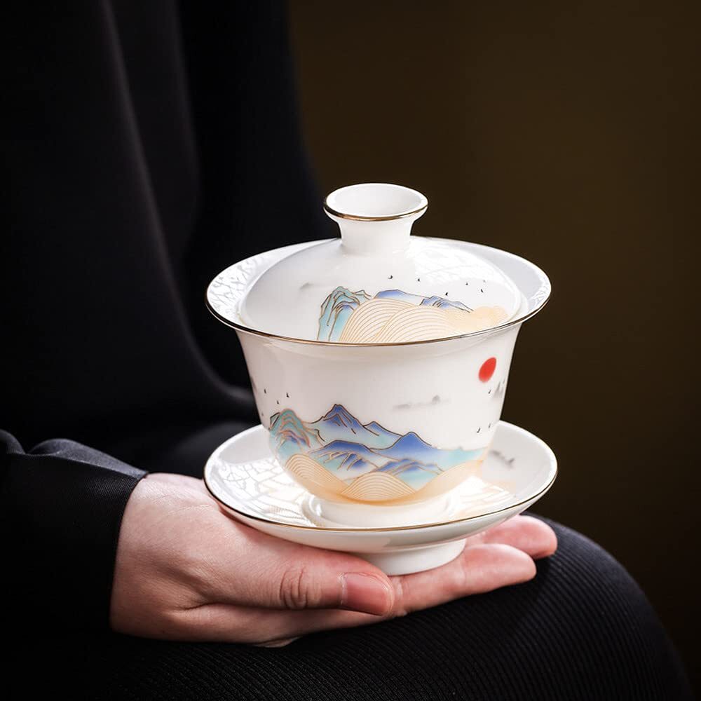 170ml Gaiwan Teacup Dehua Porcelain Bowl Kungfu Tea Set Tea Decor