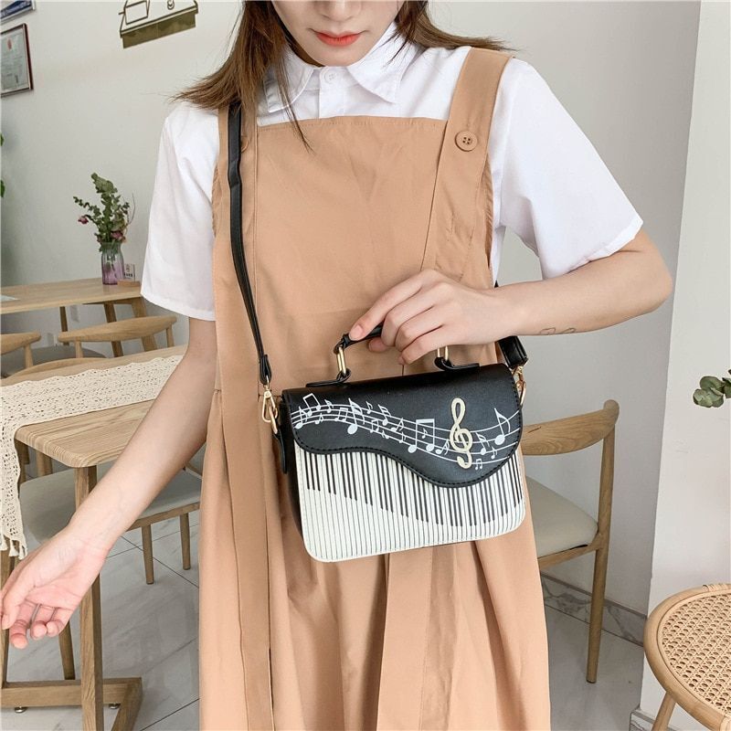 Square Tote Bag Synthetic Leather Handbag Small Shoulder Messenger Bag 20*15*7CM