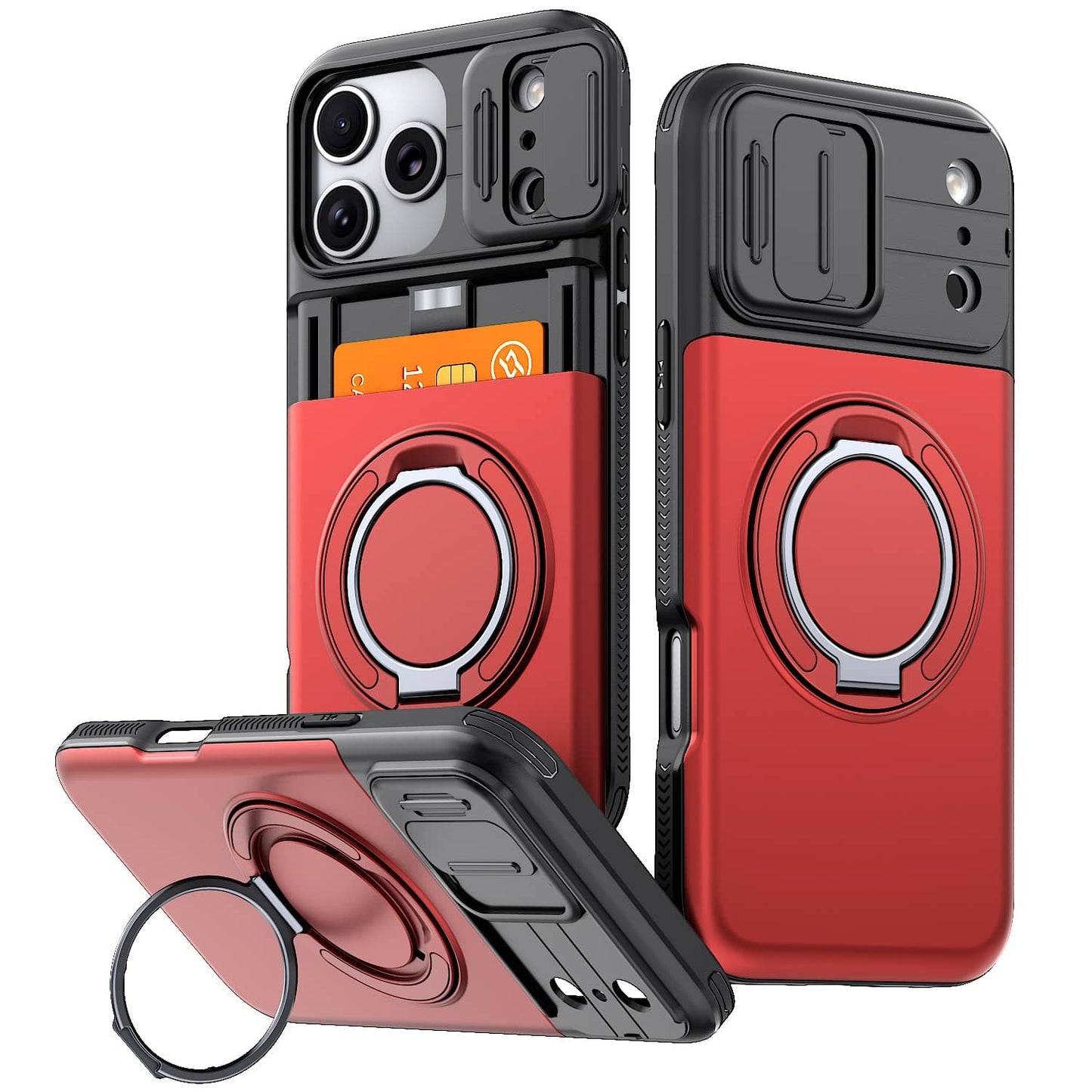 For iPhone 17 16 15 14 13 12 Pro Max 11 Case Wallet Card Holder Kickstand Rugged