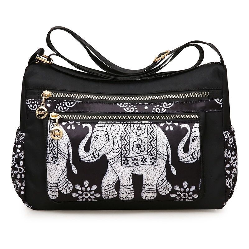 Shoulder Bag Rural Style Printing Leisure Travelling Bag Waterproof Oxford Purse