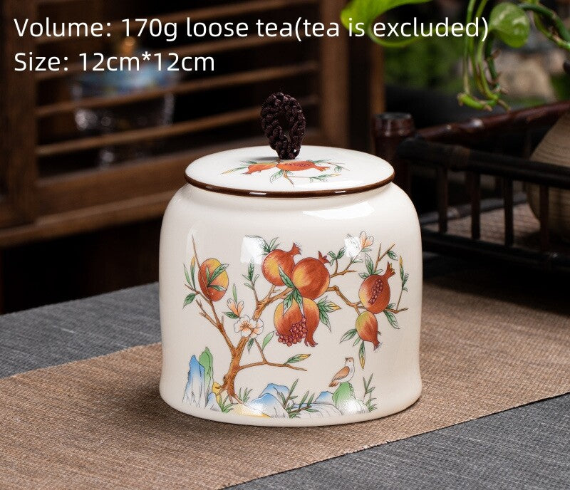 Chinese Canister Porcelain Jug With Lid Sealed For Loose Tea Small Size Ceramic