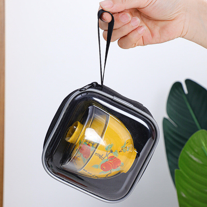 Portable Tea Set Porcelain Teacup Glass Gaiwan Vehicle Travel Teasets Tureen Lid